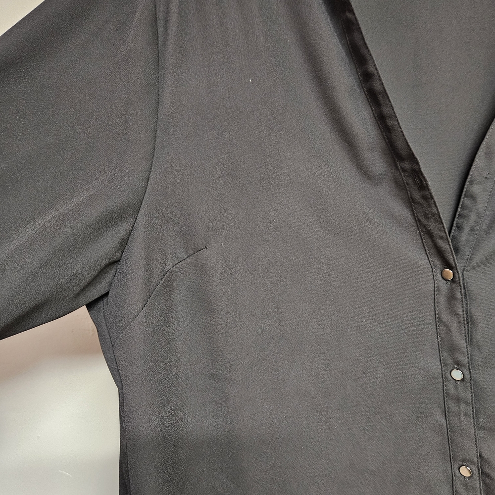 Massini Women's Large Black Long Sleeve Blouse Button-down Shirt - Picture 6 of 7